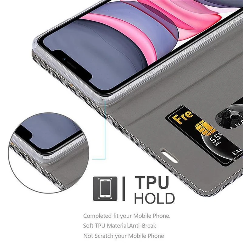 Cadorabo Hülle kompatibel mit Apple iPhone 11 Schutzhülle mit Magnetverschluss, Standfunktion und Kartenfach