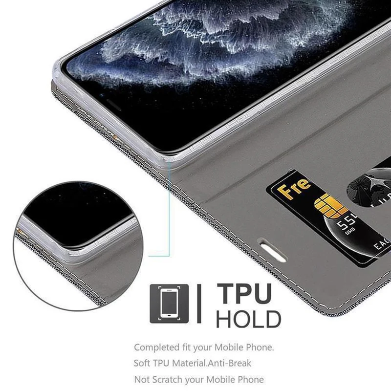Cadorabo Hülle kompatibel mit Apple iPhone 11 PRO Schutzhülle mit Magnetverschluss, Standfunktion und Kartenfach