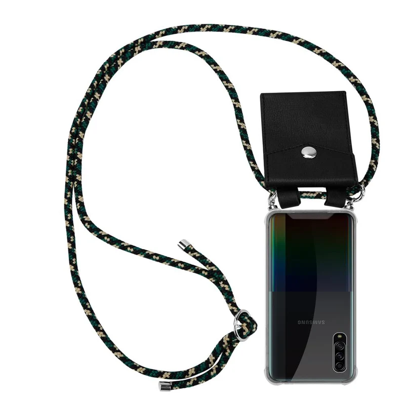 Cadorabo Handy Kette kompatibel mit Samsung Galaxy A90 5G Silikon Schutzhülle mit Silbernen Ringen, Kordel Band und abnehmbarem Etui