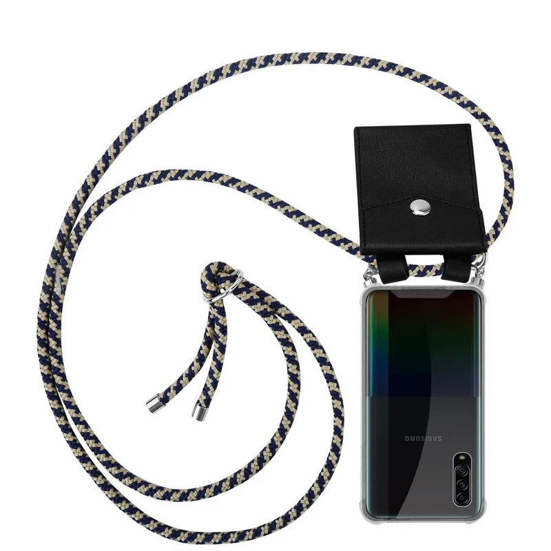 Cadorabo Handy Kette kompatibel mit Samsung Galaxy A90 5G Silikon Schutzhülle mit Silbernen Ringen, Kordel Band und abnehmbarem Etui