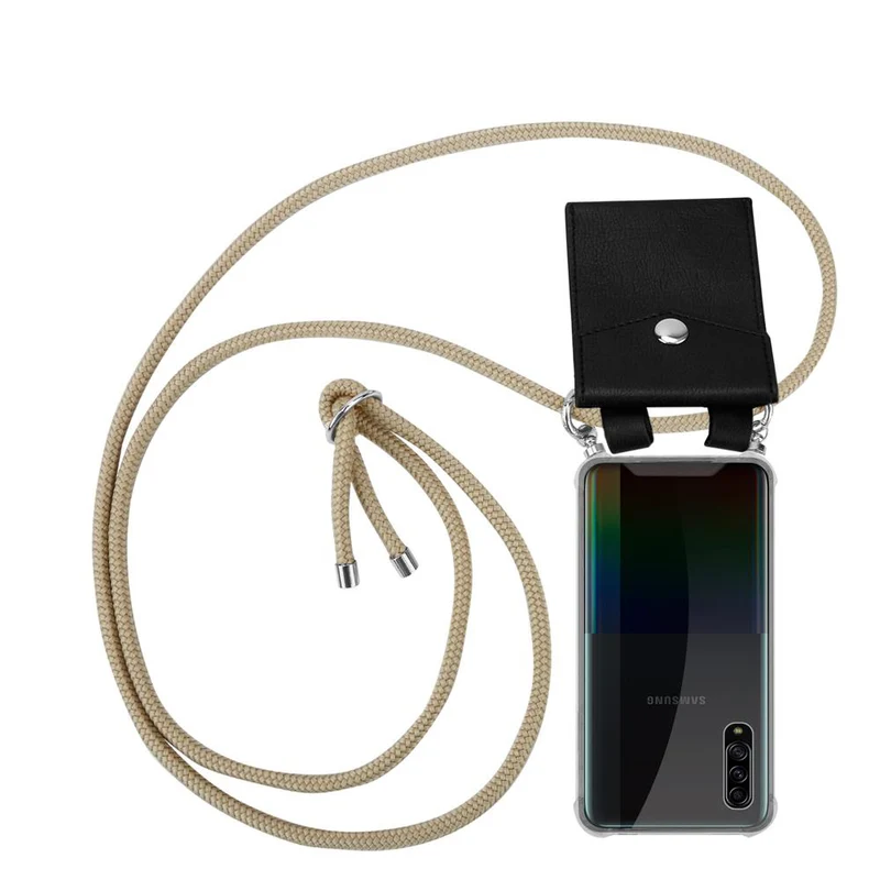 Cadorabo Handy Kette kompatibel mit Samsung Galaxy A90 5G Silikon Schutzhülle mit Silbernen Ringen, Kordel Band und abnehmbarem Etui