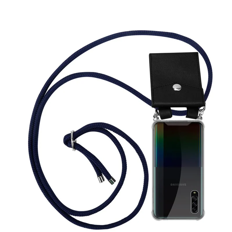Cadorabo Handy Kette kompatibel mit Samsung Galaxy A90 5G Silikon Schutzhülle mit Silbernen Ringen, Kordel Band und abnehmbarem Etui