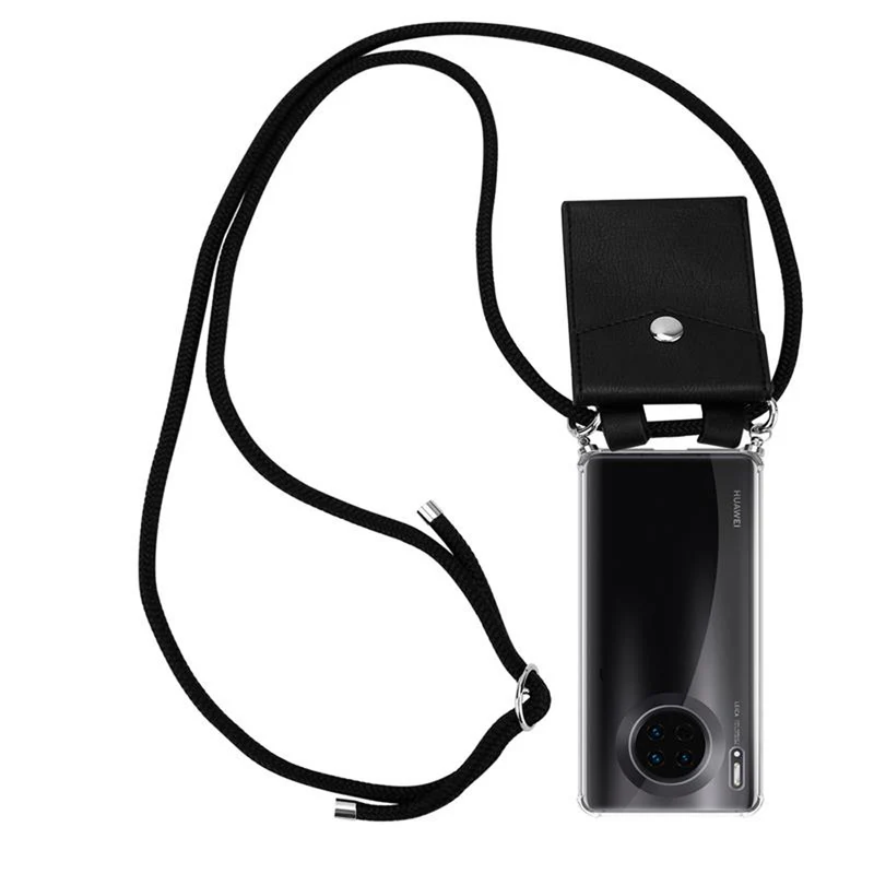 Cadorabo Handy Kette kompatibel mit Huawei MATE 30 Silikon Schutzhülle mit Silbernen Ringen, Kordel Band und abnehmbarem Etui