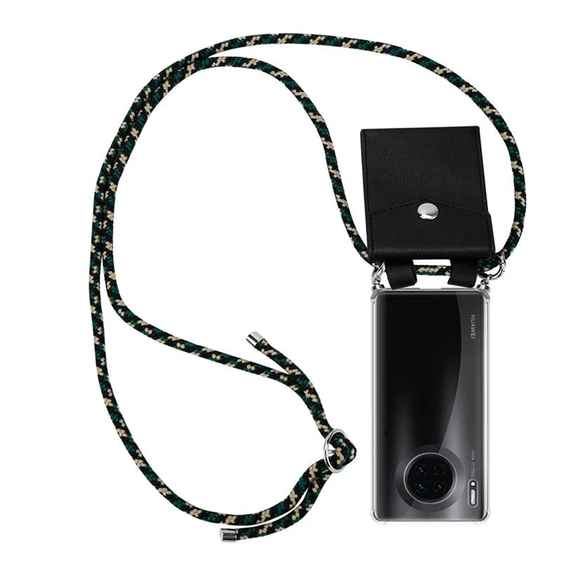 Cadorabo Handy Kette kompatibel mit Huawei MATE 30 Silikon Schutzhülle mit Silbernen Ringen, Kordel Band und abnehmbarem Etui