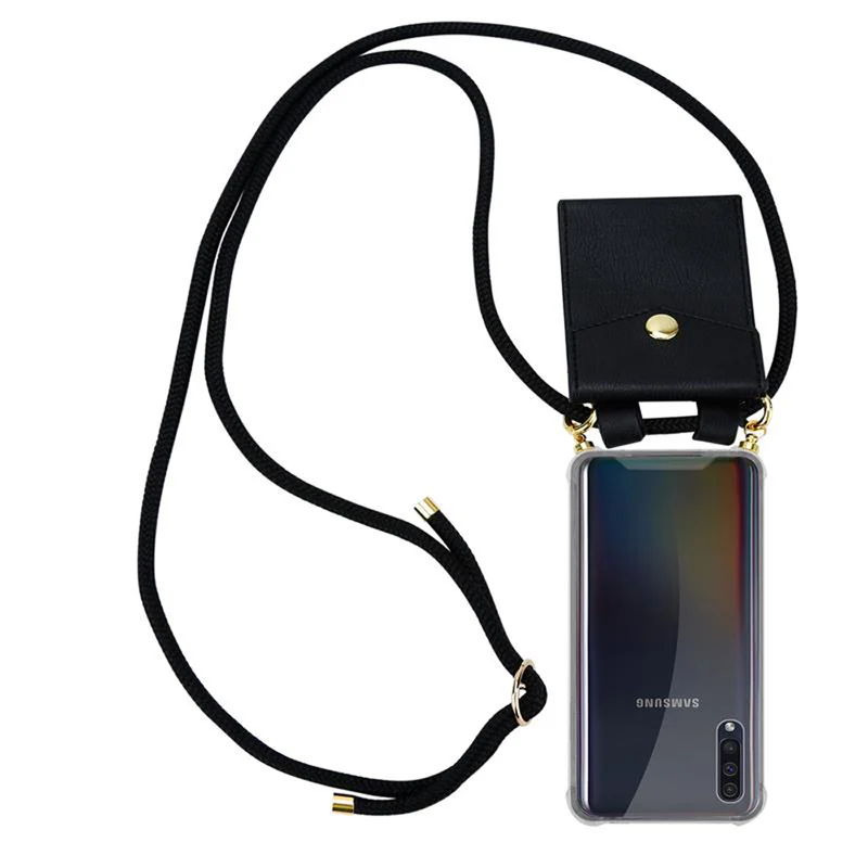 Cadorabo Handy Kette kompatibel mit Samsung Galaxy A50 4G / A50s / A30s Silikon Schutzhülle mit Gold Ringen, Kordel Band und abnehmbarem Etui