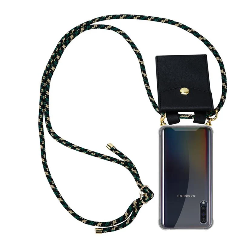 Cadorabo Handy Kette kompatibel mit Samsung Galaxy A50 4G / A50s / A30s Silikon Schutzhülle mit Gold Ringen, Kordel Band und abnehmbarem Etui