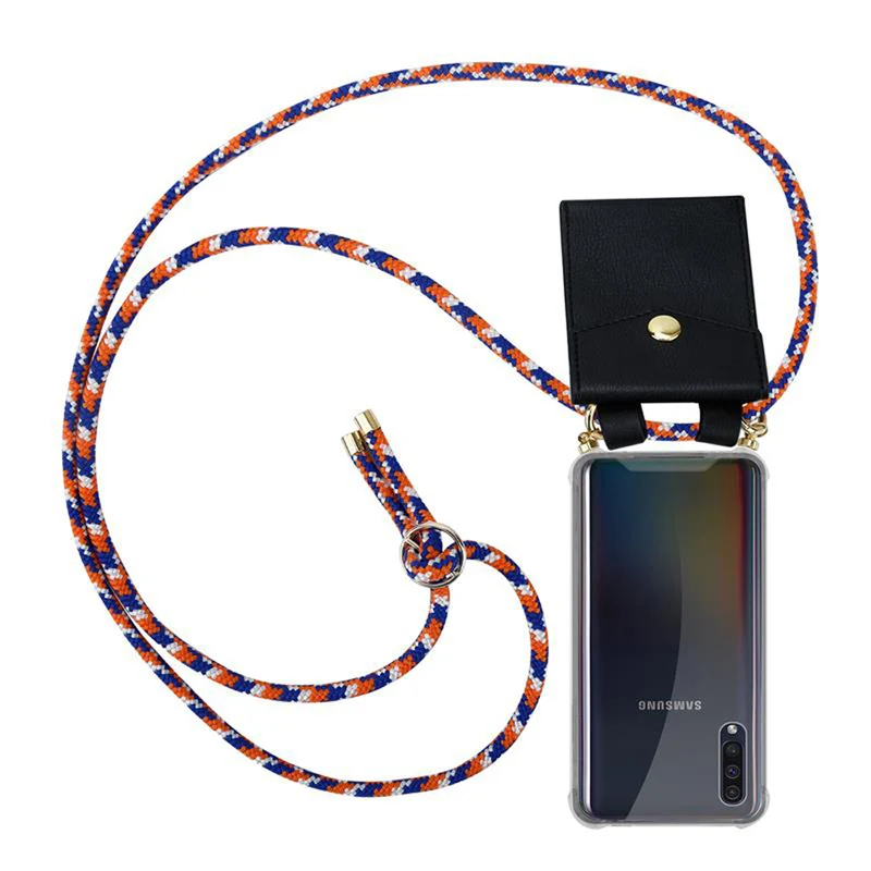 Cadorabo Handy Kette kompatibel mit Samsung Galaxy A50 4G / A50s / A30s Silikon Schutzhülle mit Gold Ringen, Kordel Band und abnehmbarem Etui