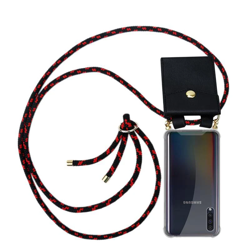 Cadorabo Handy Kette kompatibel mit Samsung Galaxy A50 4G / A50s / A30s Silikon Schutzhülle mit Gold Ringen, Kordel Band und abnehmbarem Etui