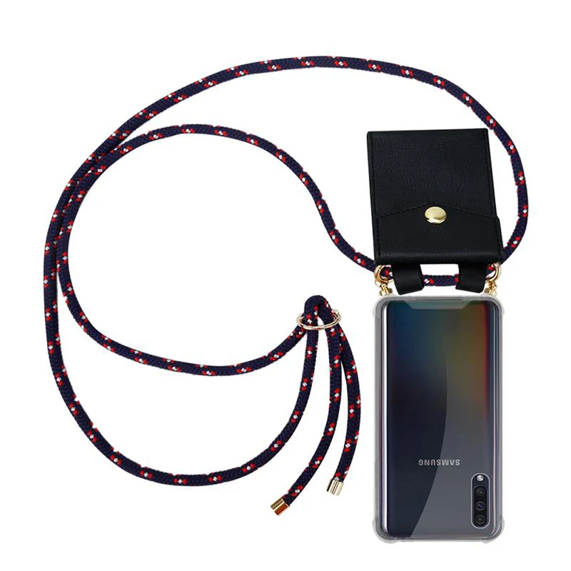 Cadorabo Handy Kette kompatibel mit Samsung Galaxy A50 4G / A50s / A30s Silikon Schutzhülle mit Gold Ringen, Kordel Band und abnehmbarem Etui