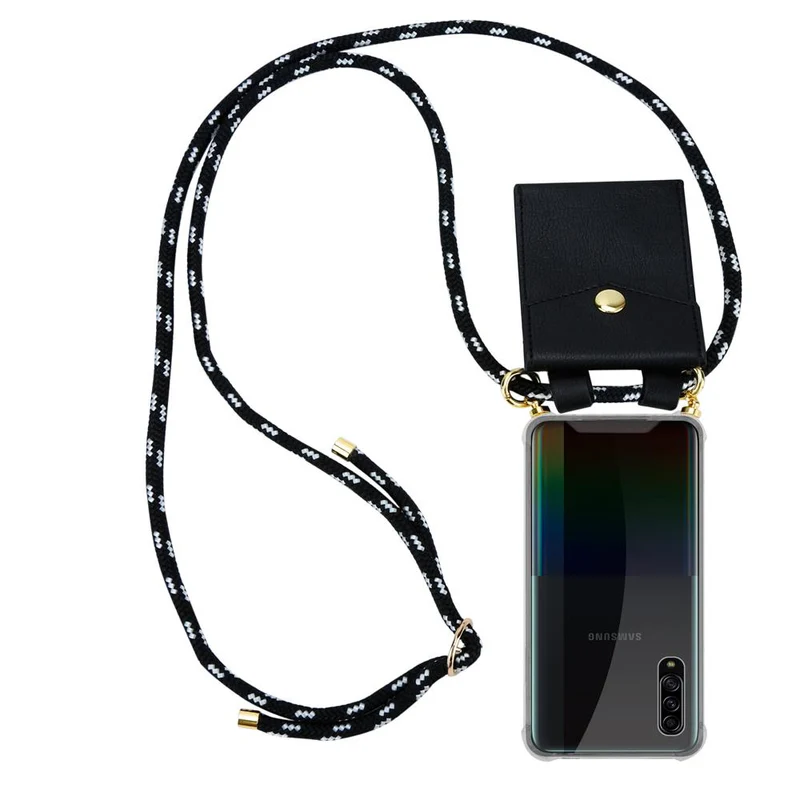 Cadorabo Handy Kette kompatibel mit Samsung Galaxy A90 5G Silikon Schutzhülle mit Gold Ringen, Kordel Band und abnehmbarem Etui