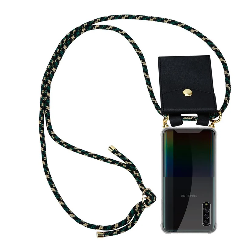 Cadorabo Handy Kette kompatibel mit Samsung Galaxy A90 5G Silikon Schutzhülle mit Gold Ringen, Kordel Band und abnehmbarem Etui