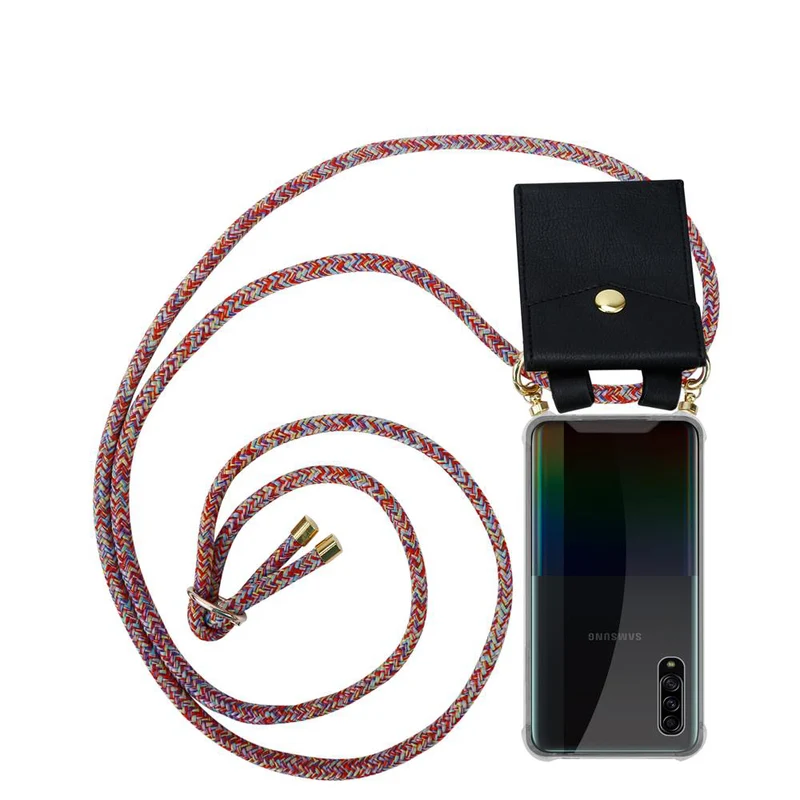 Cadorabo Handy Kette kompatibel mit Samsung Galaxy A90 5G Silikon Schutzhülle mit Gold Ringen, Kordel Band und abnehmbarem Etui