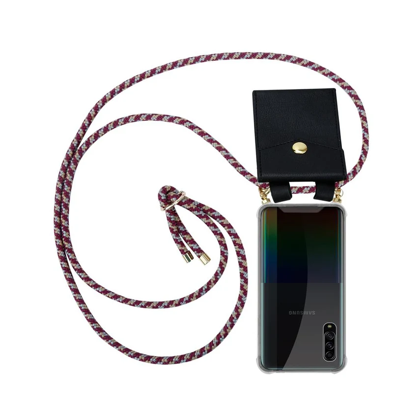 Cadorabo Handy Kette kompatibel mit Samsung Galaxy A90 5G Silikon Schutzhülle mit Gold Ringen, Kordel Band und abnehmbarem Etui