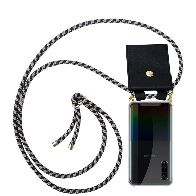 Cadorabo Handy Kette kompatibel mit Samsung Galaxy A90 5G Silikon Schutzhülle mit Gold Ringen, Kordel Band und abnehmbarem Etui