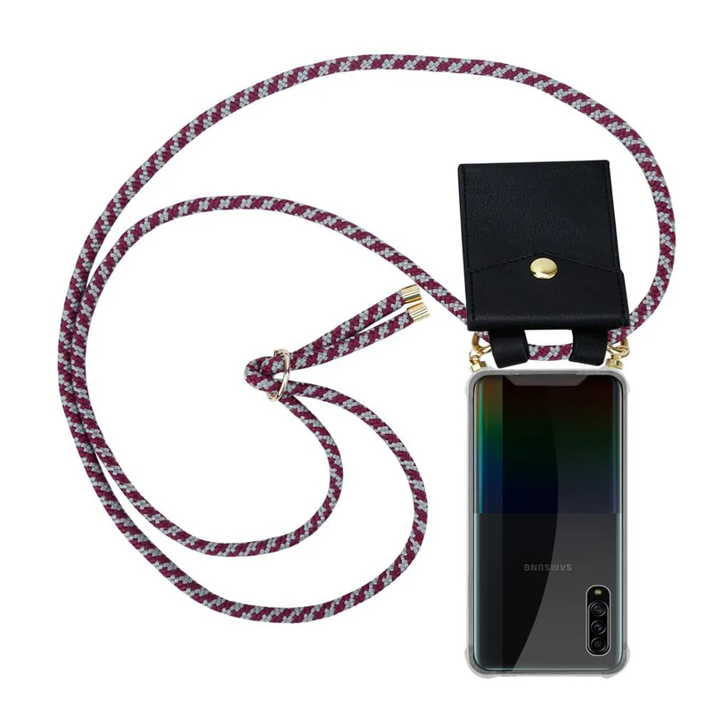 Cadorabo Handy Kette kompatibel mit Samsung Galaxy A90 5G Silikon Schutzhülle mit Gold Ringen, Kordel Band und abnehmbarem Etui