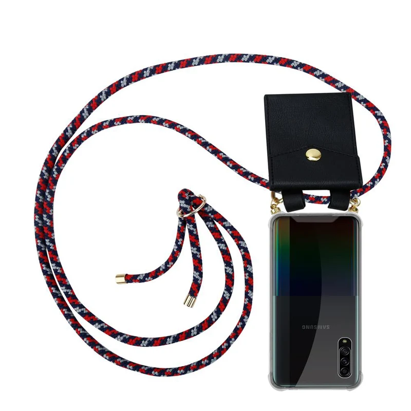 Cadorabo Handy Kette kompatibel mit Samsung Galaxy A90 5G Silikon Schutzhülle mit Gold Ringen, Kordel Band und abnehmbarem Etui