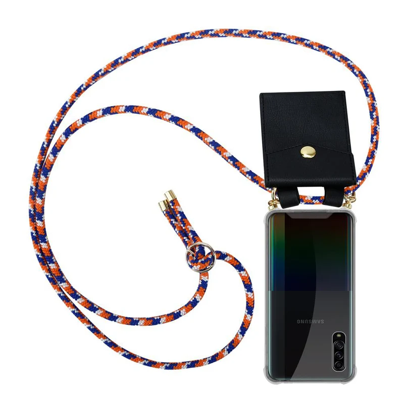 Cadorabo Handy Kette kompatibel mit Samsung Galaxy A90 5G Silikon Schutzhülle mit Gold Ringen, Kordel Band und abnehmbarem Etui