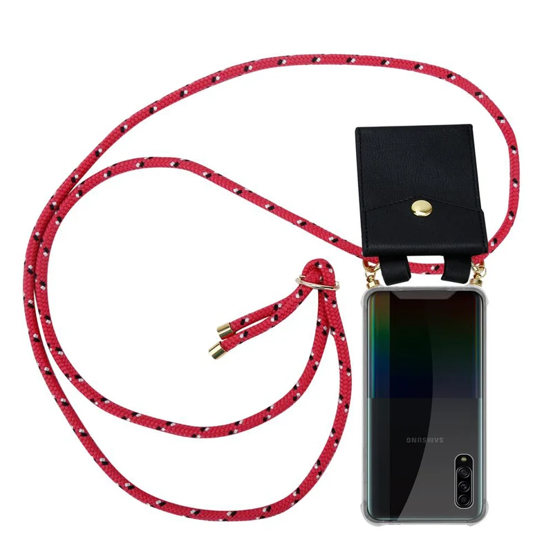 Cadorabo Handy Kette kompatibel mit Samsung Galaxy A90 5G Silikon Schutzhülle mit Gold Ringen, Kordel Band und abnehmbarem Etui