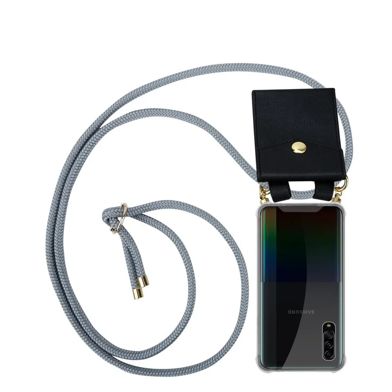Cadorabo Handy Kette kompatibel mit Samsung Galaxy A90 5G Silikon Schutzhülle mit Gold Ringen, Kordel Band und abnehmbarem Etui