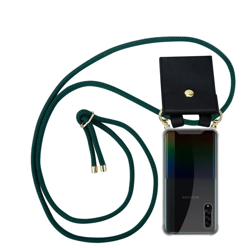 Cadorabo Handy Kette kompatibel mit Samsung Galaxy A90 5G Silikon Schutzhülle mit Gold Ringen, Kordel Band und abnehmbarem Etui