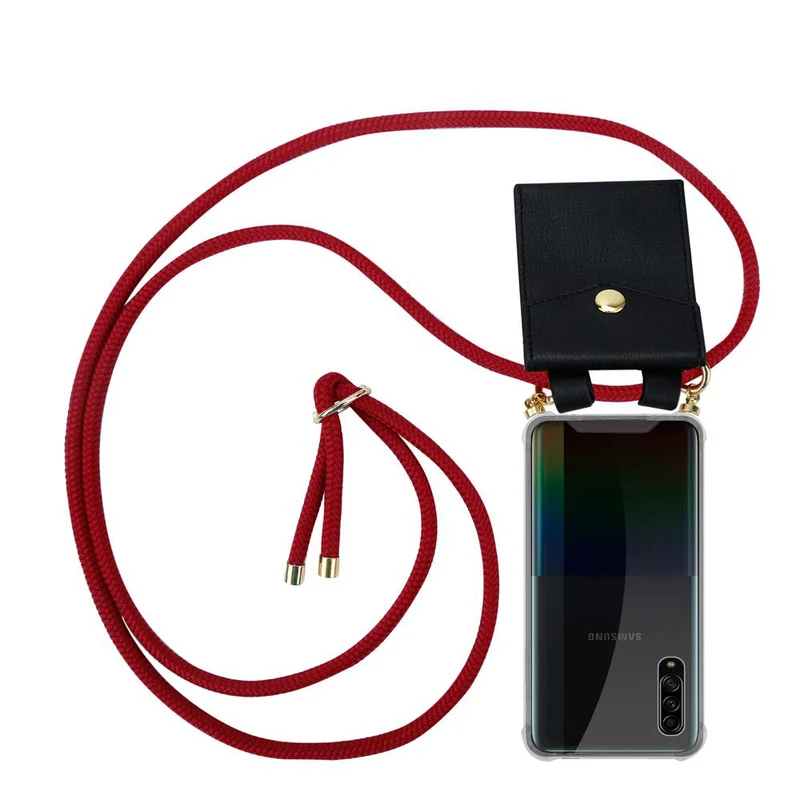 Cadorabo Handy Kette kompatibel mit Samsung Galaxy A90 5G Silikon Schutzhülle mit Gold Ringen, Kordel Band und abnehmbarem Etui