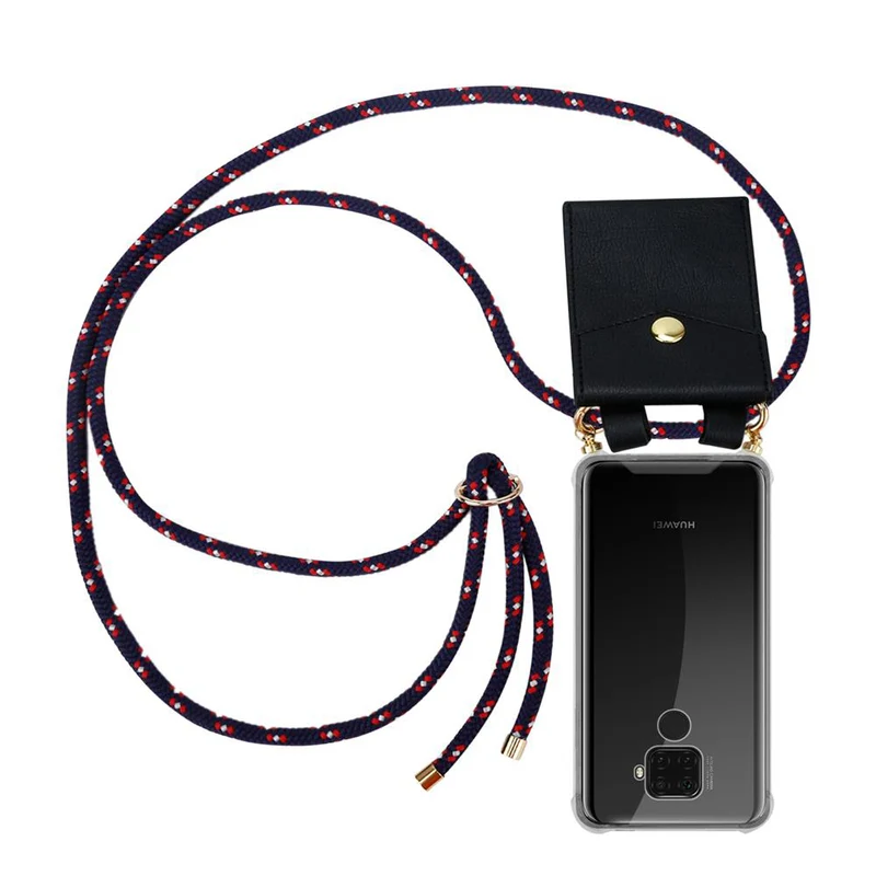 Cadorabo Handy Kette kompatibel mit Huawei MATE 30 LITE Silikon Schutzhülle mit Gold Ringen, Kordel Band und abnehmbarem Etui