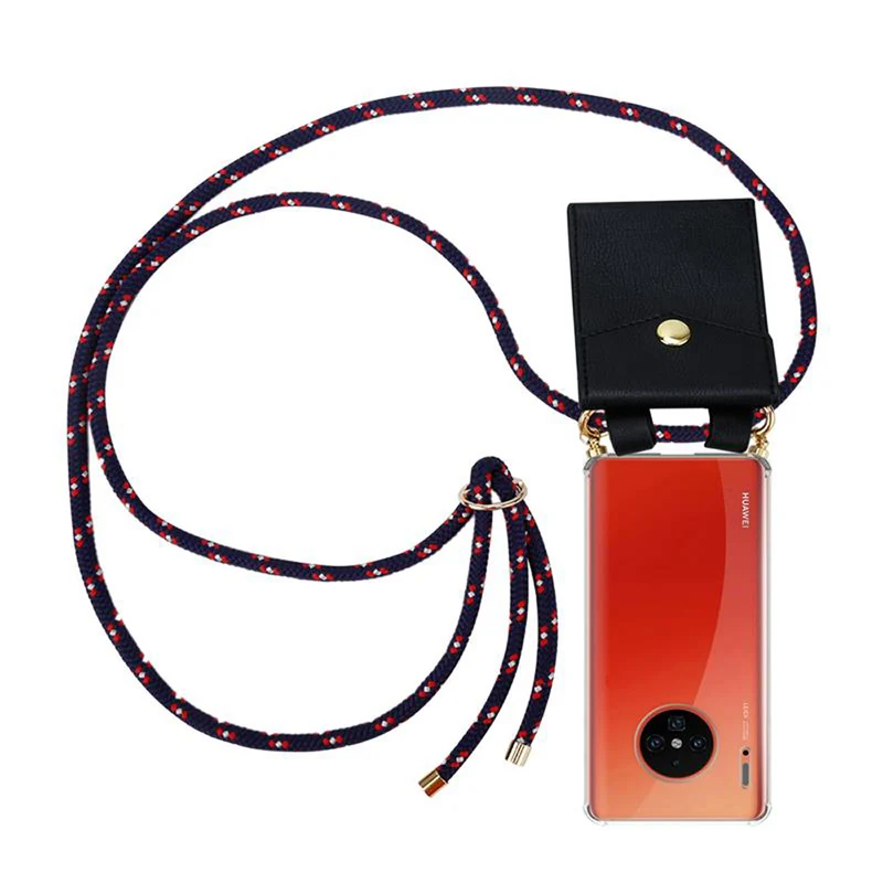 Cadorabo Handy Kette kompatibel mit Huawei MATE 30 PRO Silikon Schutzhülle mit Gold Ringen, Kordel Band und abnehmbarem Etui