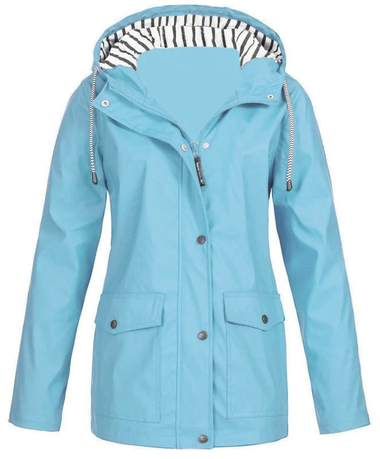 Damen nan wasserdichter Parka mit Kapuze, Kordelzug und aufgesetzten Taschen Drune