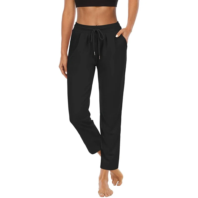 Damen nan lässige Jogginghose mit hoher Taille, Kordelzug und praktischen Seitentaschen Drune