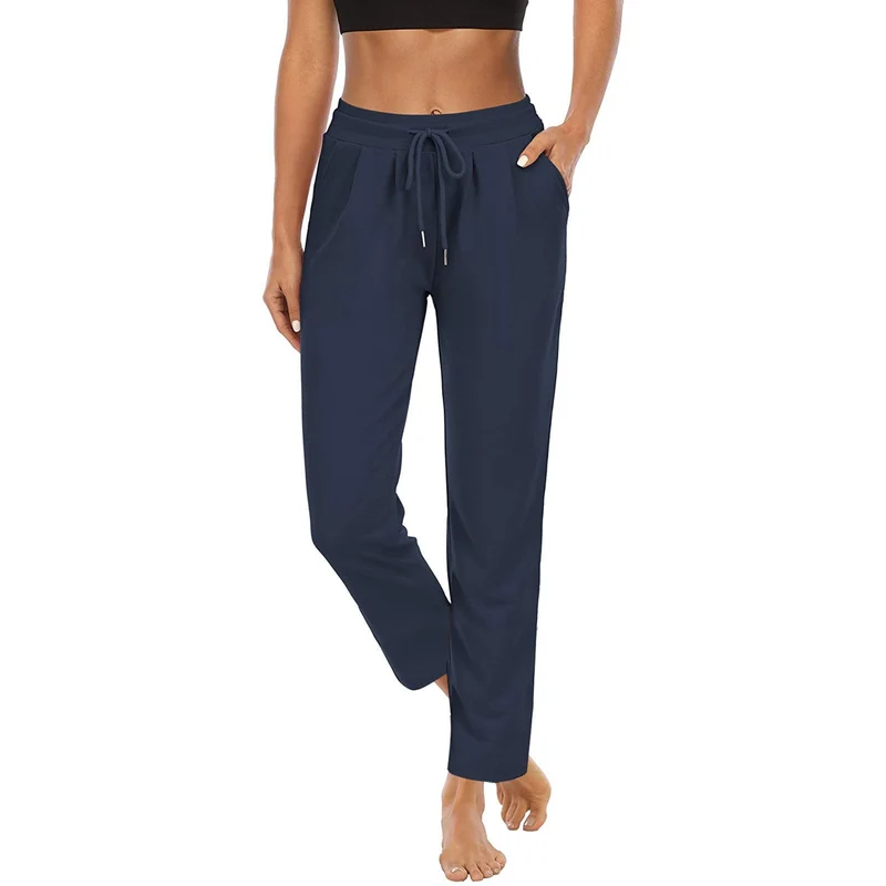 Damen nan komfortable Loungehose mit hohem Bund Tunnelzug Seitentaschen und leichtem Stretch Drune