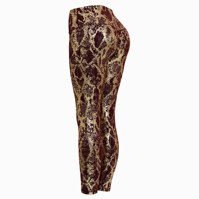 Damen nan hoch taillierte Sportleggings mit formender Kompression und strukturierter Schlangenprägung Drune
