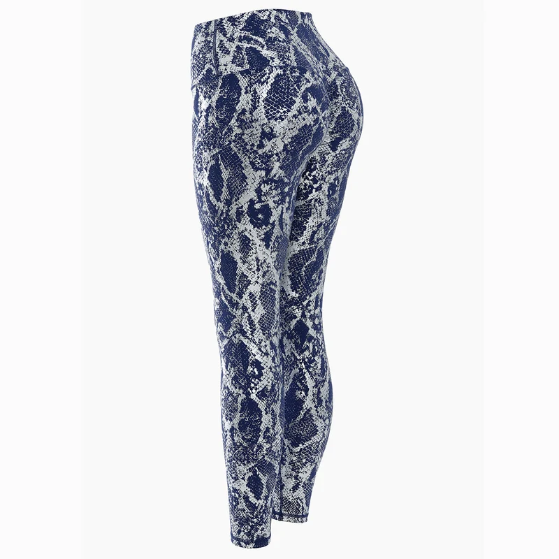 Damen nan hoch taillierte Sportleggings mit formender Kompression und strukturierter Schlangenprägung Drune