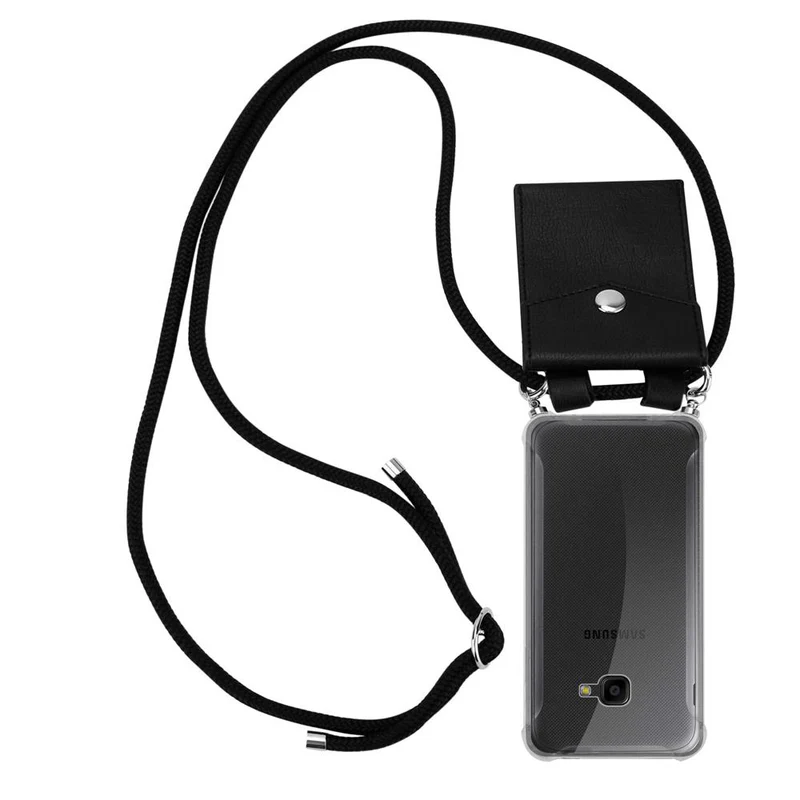 Cadorabo Handy Kette kompatibel mit Samsung Galaxy XCover 4 / XCover 4s Silikon Schutzhülle mit Silbernen Ringen, Kordel Band und abnehmbarem Etui