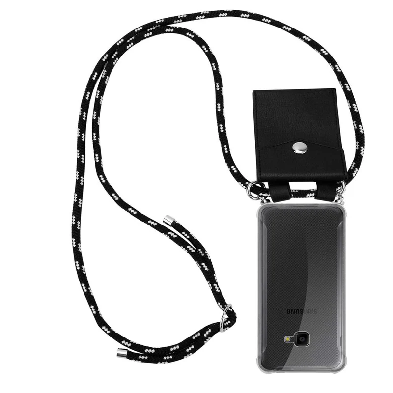 Cadorabo Handy Kette kompatibel mit Samsung Galaxy XCover 4 / XCover 4s Silikon Schutzhülle mit Silbernen Ringen, Kordel Band und abnehmbarem Etui