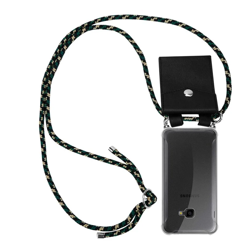 Cadorabo Handy Kette kompatibel mit Samsung Galaxy XCover 4 / XCover 4s Silikon Schutzhülle mit Silbernen Ringen, Kordel Band und abnehmbarem Etui