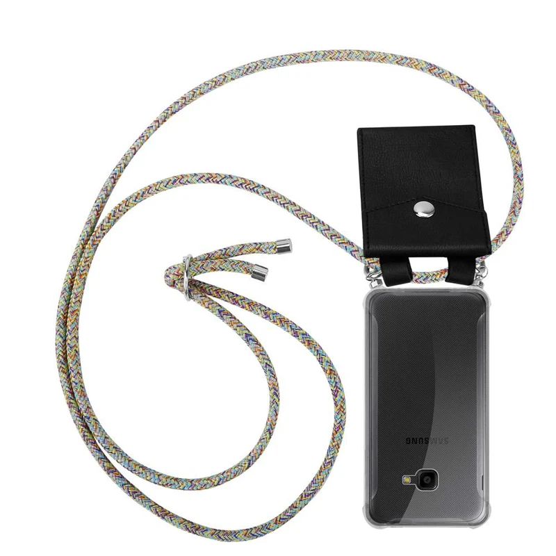 Cadorabo Handy Kette kompatibel mit Samsung Galaxy XCover 4 / XCover 4s Silikon Schutzhülle mit Silbernen Ringen, Kordel Band und abnehmbarem Etui