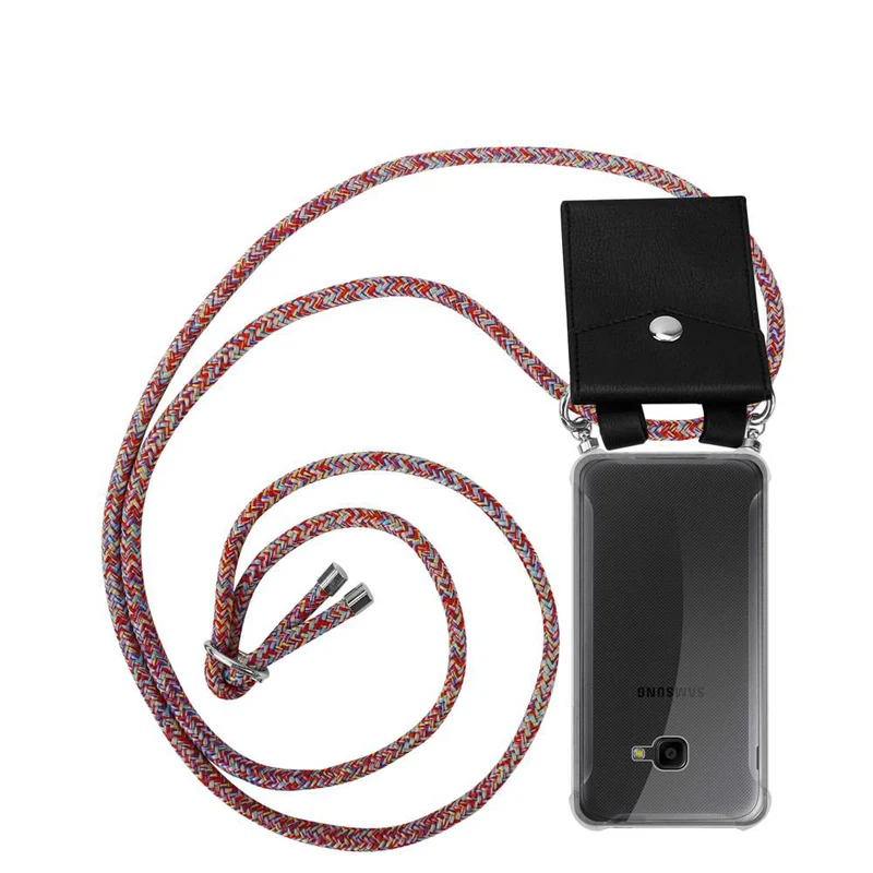 Cadorabo Handy Kette kompatibel mit Samsung Galaxy XCover 4 / XCover 4s Silikon Schutzhülle mit Silbernen Ringen, Kordel Band und abnehmbarem Etui