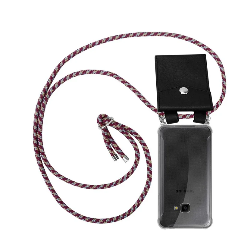 Cadorabo Handy Kette kompatibel mit Samsung Galaxy XCover 4 / XCover 4s Silikon Schutzhülle mit Silbernen Ringen, Kordel Band und abnehmbarem Etui