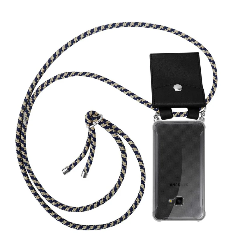 Cadorabo Handy Kette kompatibel mit Samsung Galaxy XCover 4 / XCover 4s Silikon Schutzhülle mit Silbernen Ringen, Kordel Band und abnehmbarem Etui