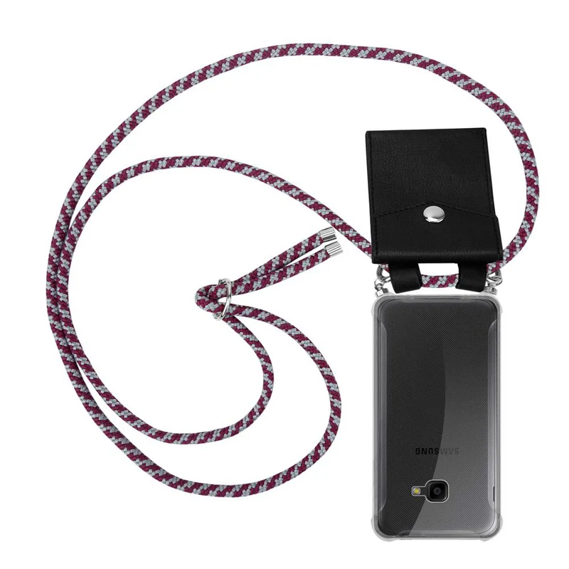 Cadorabo Handy Kette kompatibel mit Samsung Galaxy XCover 4 / XCover 4s Silikon Schutzhülle mit Silbernen Ringen, Kordel Band und abnehmbarem Etui