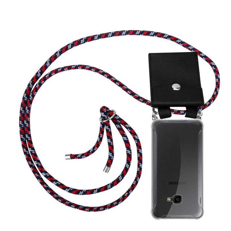 Cadorabo Handy Kette kompatibel mit Samsung Galaxy XCover 4 / XCover 4s Silikon Schutzhülle mit Silbernen Ringen, Kordel Band und abnehmbarem Etui