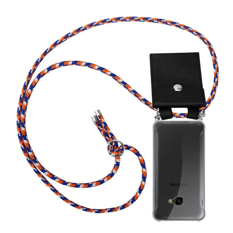 Cadorabo Handy Kette kompatibel mit Samsung Galaxy XCover 4 / XCover 4s Silikon Schutzhülle mit Silbernen Ringen, Kordel Band und abnehmbarem Etui