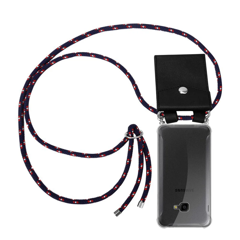 Cadorabo Handy Kette kompatibel mit Samsung Galaxy XCover 4 / XCover 4s Silikon Schutzhülle mit Silbernen Ringen, Kordel Band und abnehmbarem Etui