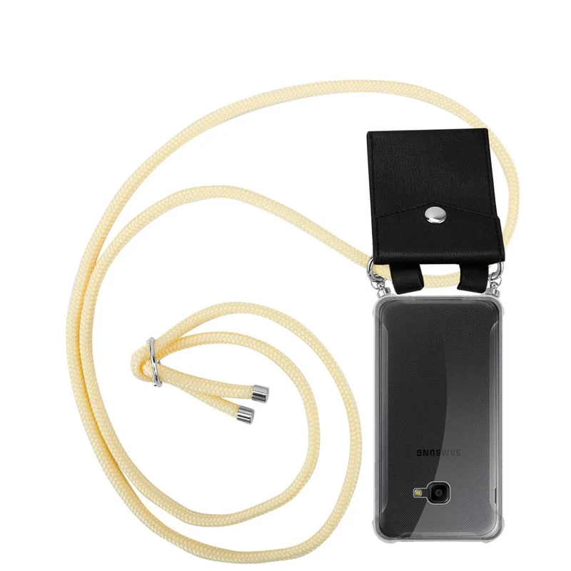 Cadorabo Handy Kette kompatibel mit Samsung Galaxy XCover 4 / XCover 4s Silikon Schutzhülle mit Silbernen Ringen, Kordel Band und abnehmbarem Etui