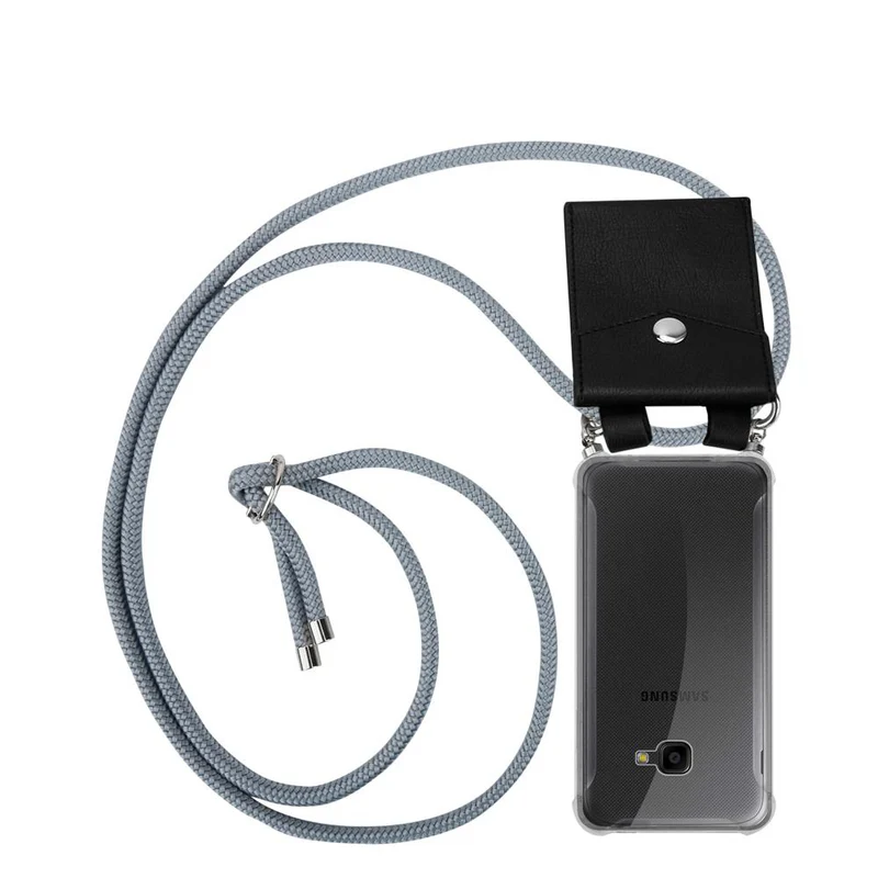 Cadorabo Handy Kette kompatibel mit Samsung Galaxy XCover 4 / XCover 4s Silikon Schutzhülle mit Silbernen Ringen, Kordel Band und abnehmbarem Etui