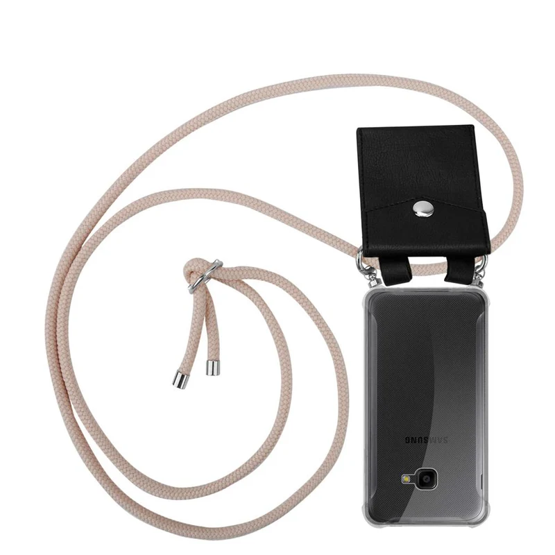 Cadorabo Handy Kette kompatibel mit Samsung Galaxy XCover 4 / XCover 4s Silikon Schutzhülle mit Silbernen Ringen, Kordel Band und abnehmbarem Etui