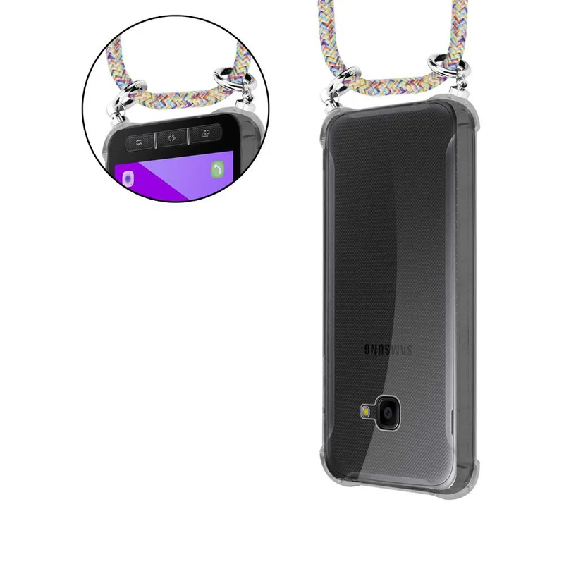 Cadorabo Handy Kette kompatibel mit Samsung Galaxy XCover 4 / XCover 4s Silikon Schutzhülle mit Silbernen Ringen, Kordel Band und abnehmbarem Etui