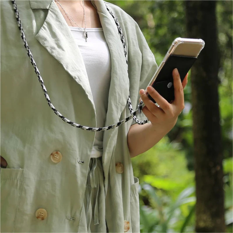Cadorabo Handy Kette kompatibel mit Samsung Galaxy XCover 4 / XCover 4s Silikon Schutzhülle mit Silbernen Ringen, Kordel Band und abnehmbarem Etui