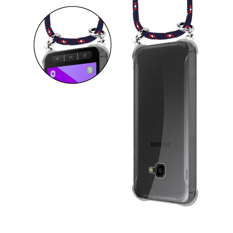 Cadorabo Handy Kette kompatibel mit Samsung Galaxy XCover 4 / XCover 4s Silikon Schutzhülle mit Silbernen Ringen, Kordel Band und abnehmbarem Etui