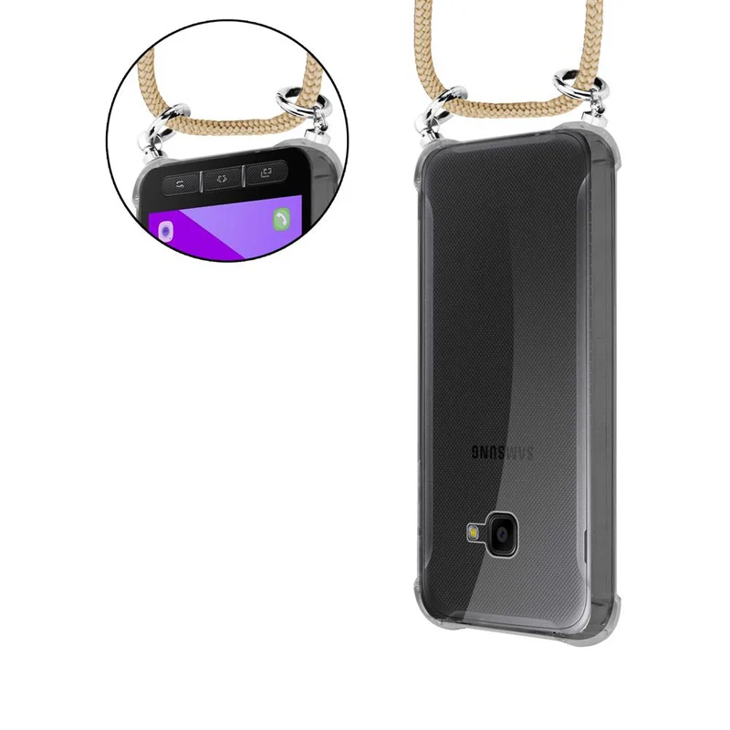 Cadorabo Handy Kette kompatibel mit Samsung Galaxy XCover 4 / XCover 4s Silikon Schutzhülle mit Silbernen Ringen, Kordel Band und abnehmbarem Etui